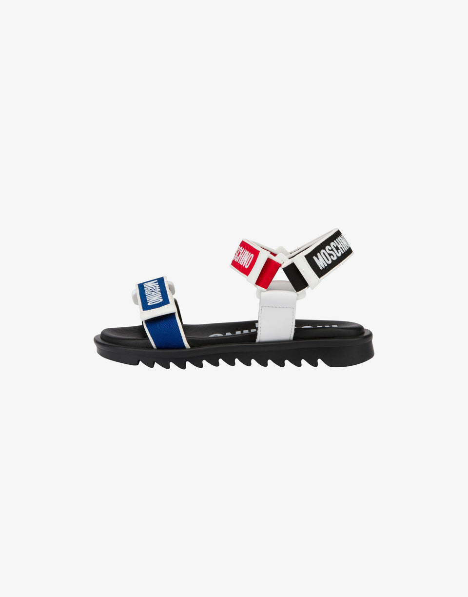 Sandalias bajas con velcro y logos Multicolor Moschino 1