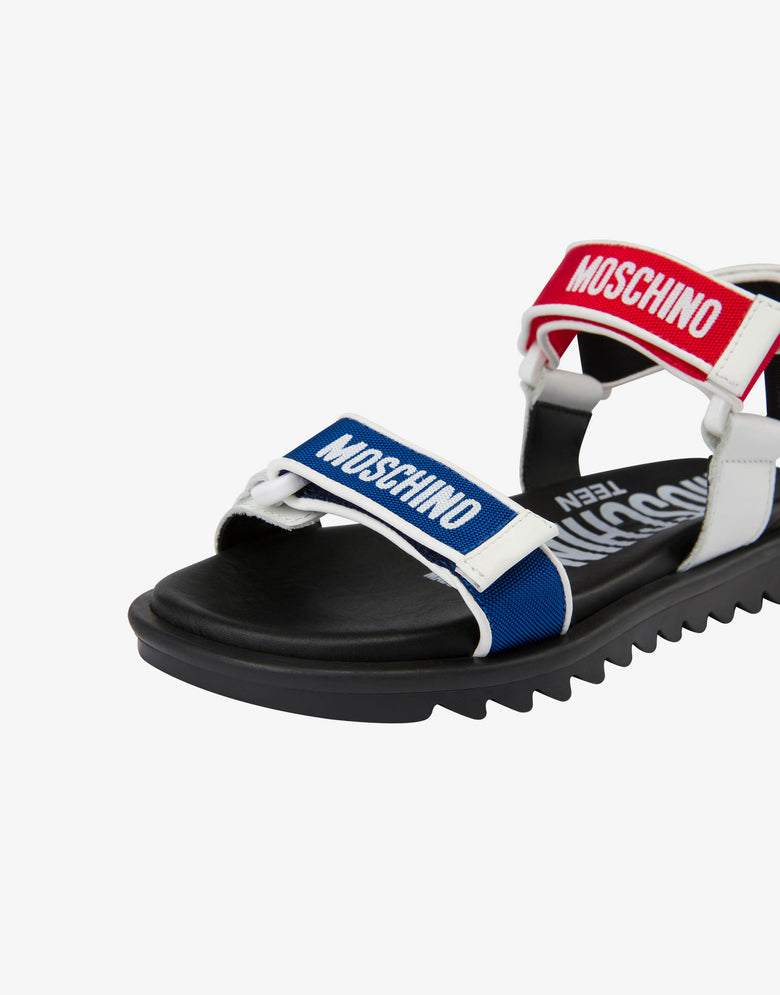 Sandalias bajas con velcro y logos Multicolor Moschino 3