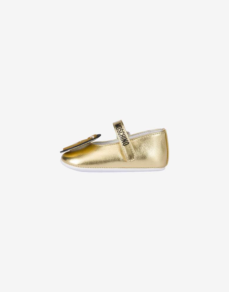 Mary-Jane-Ballerinas Metallic Teddy Bear Gold Moschino 1