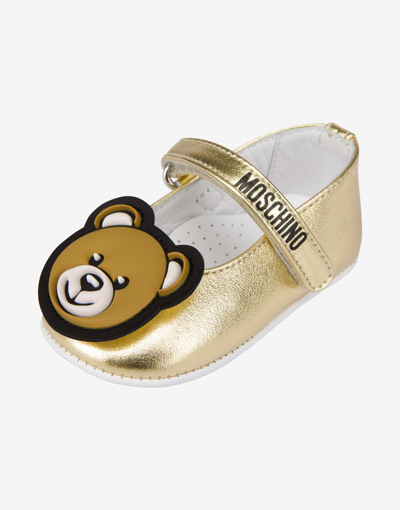 Mary-Jane-Ballerinas Metallic Teddy Bear Gold Moschino 3