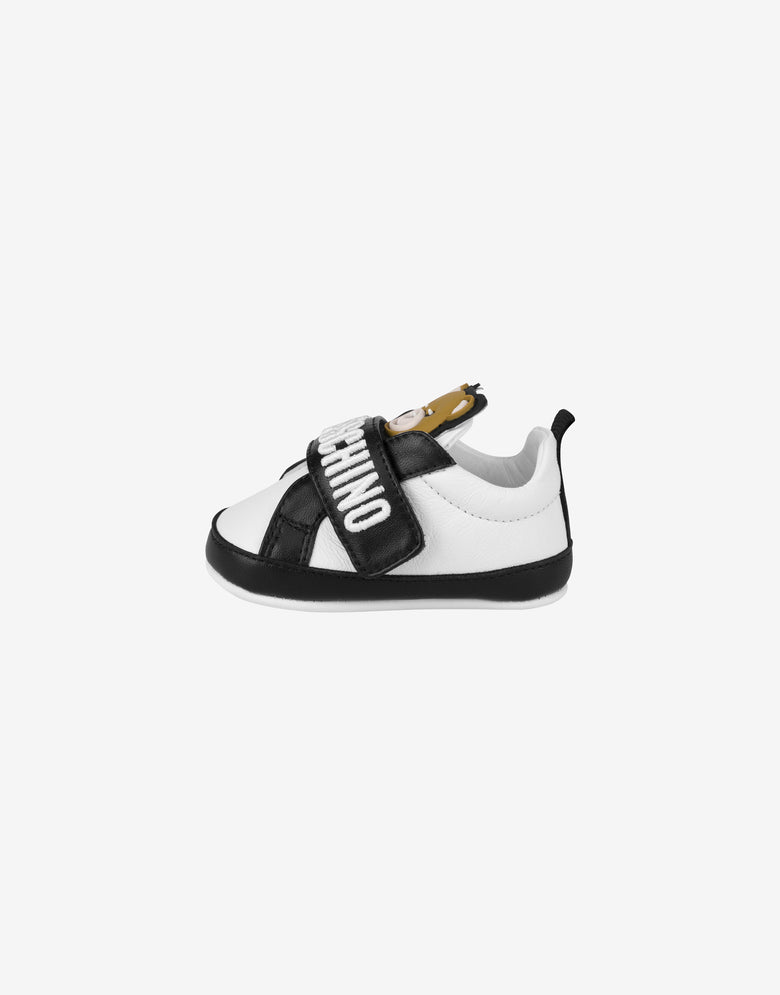 Sneakers en cuir nappa Teddy Patch Noir Moschino 1