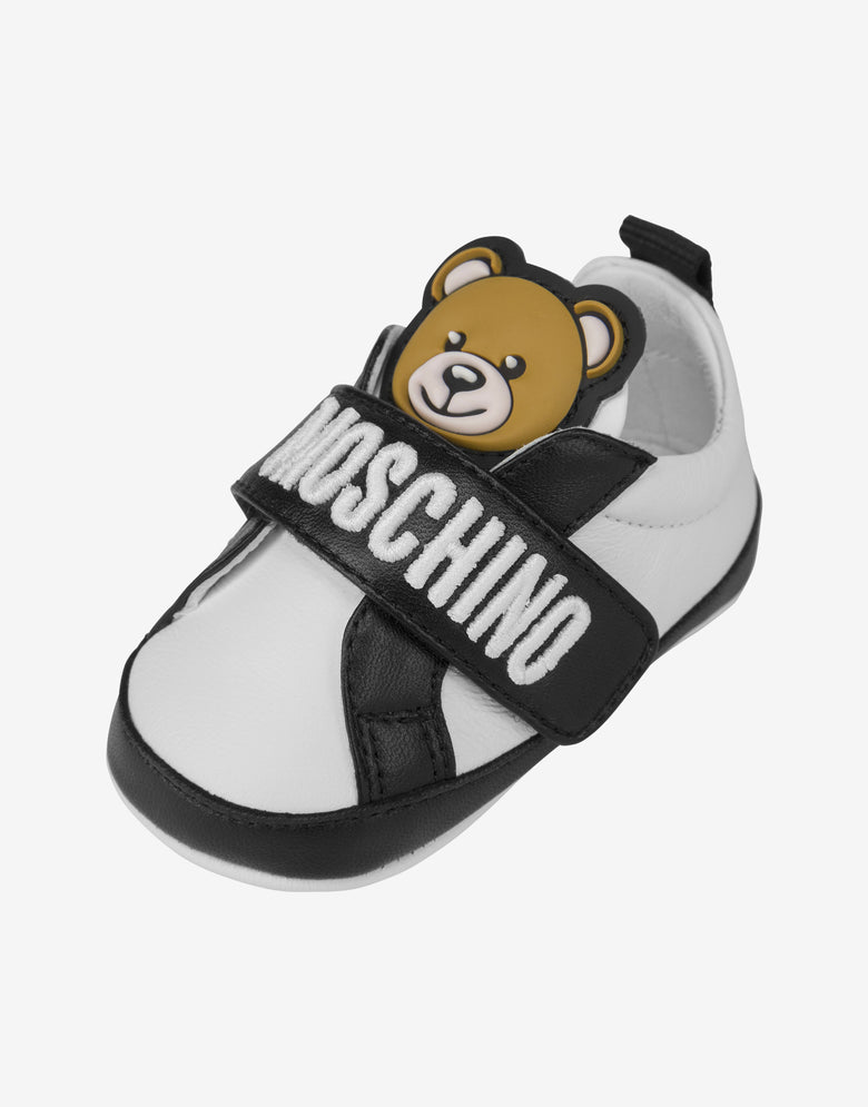 Sneakers en cuir nappa Teddy Patch Noir Moschino 3