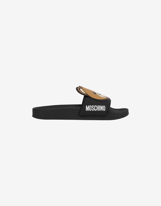 Pool slides in PVC Maxi Teddy Patch Nero Moschino 1