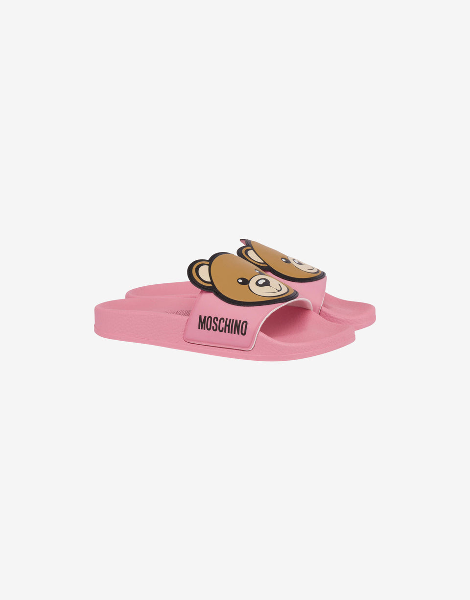 Maxi Teddy Patch PVC pool sliders Pink Moschino 0