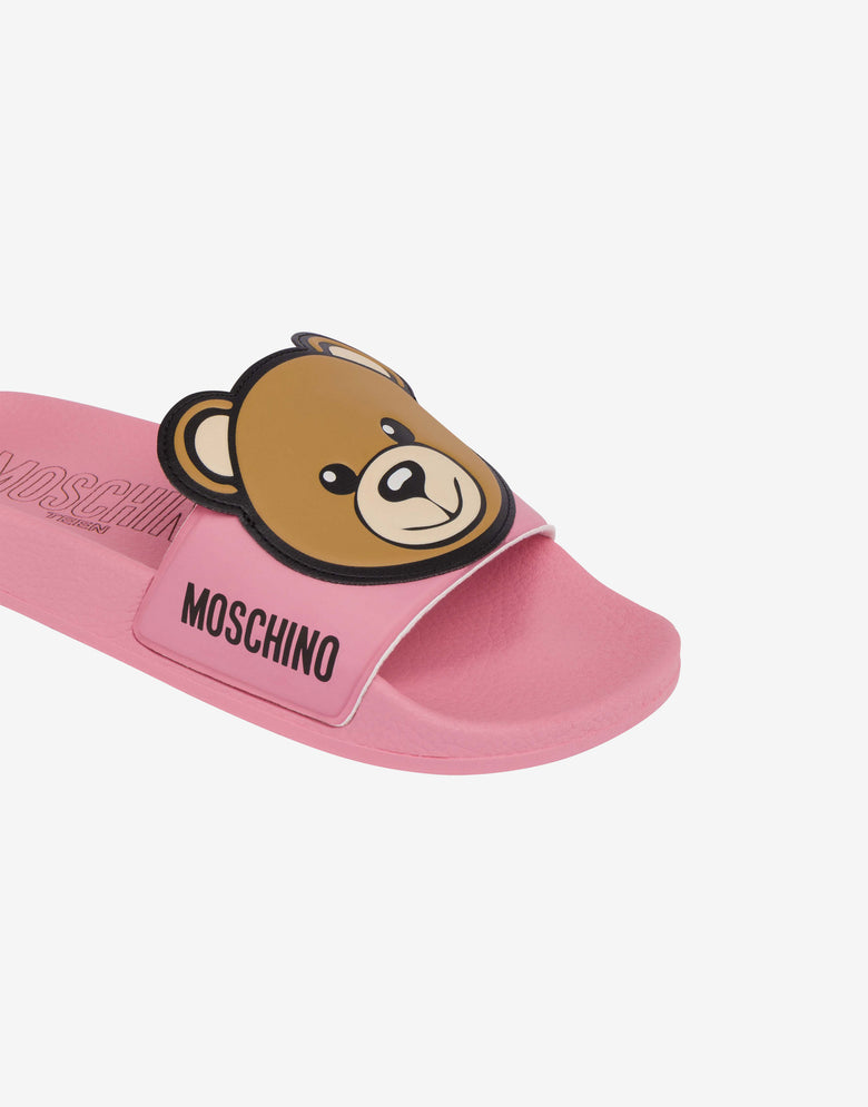 Maxi Teddy Patch PVC pool sliders Pink Moschino 3