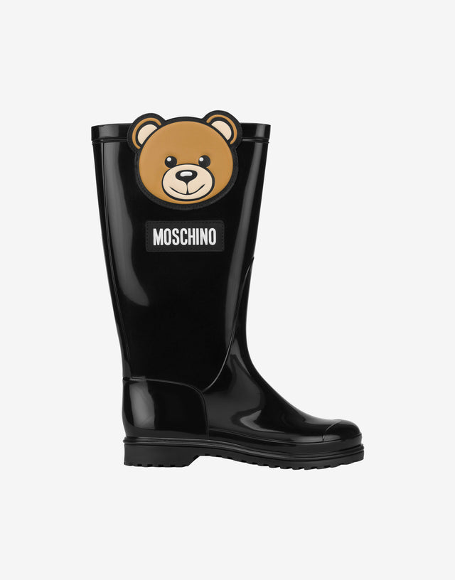 Regenstiefel Teddy Patch Schwarz Moschino 1