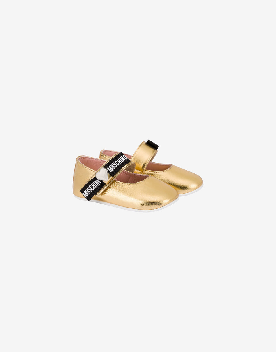 Laminated nappa ballet flats Gold Moschino 0
