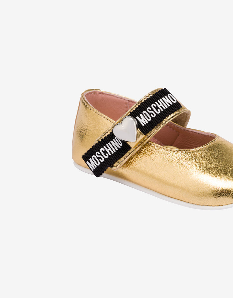 Laminated nappa ballet flats Gold Moschino 3