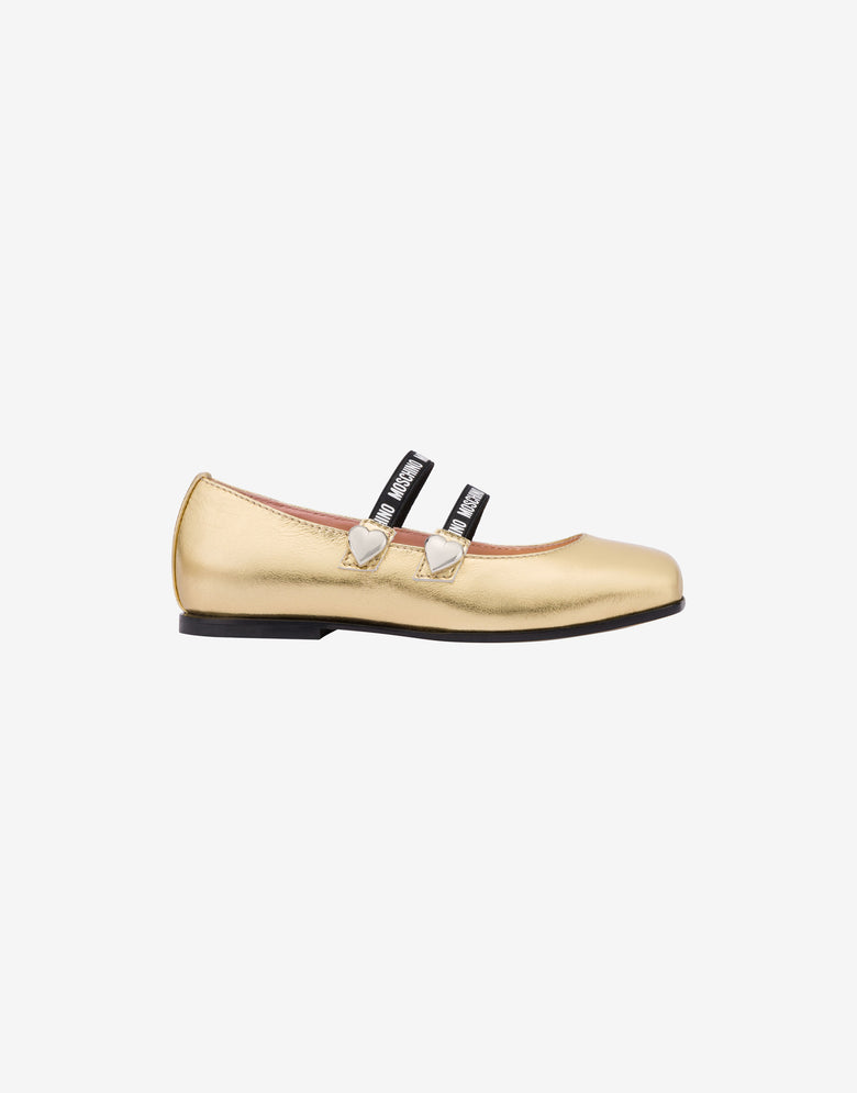 Laminated nappa ballet flats Gold Moschino 1