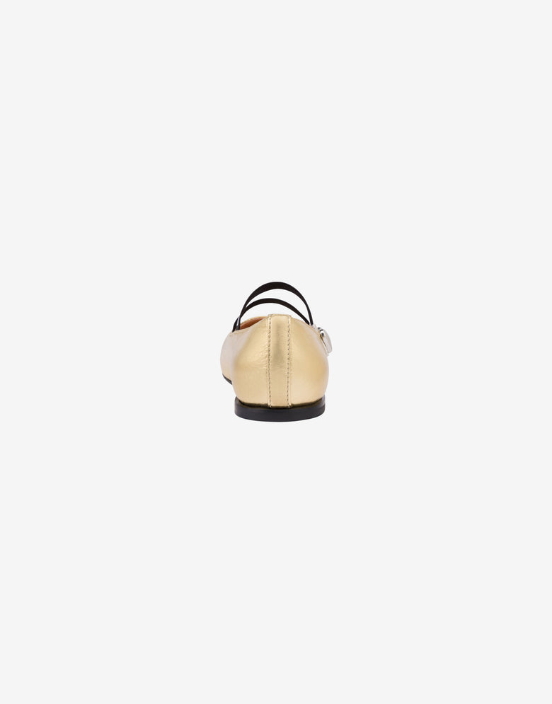 Laminated nappa ballet flats Gold Moschino 2