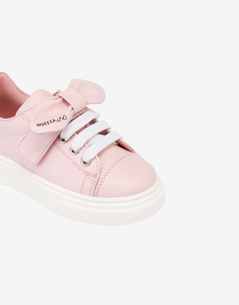 Calfskin sneakers with bow  Moschino 3