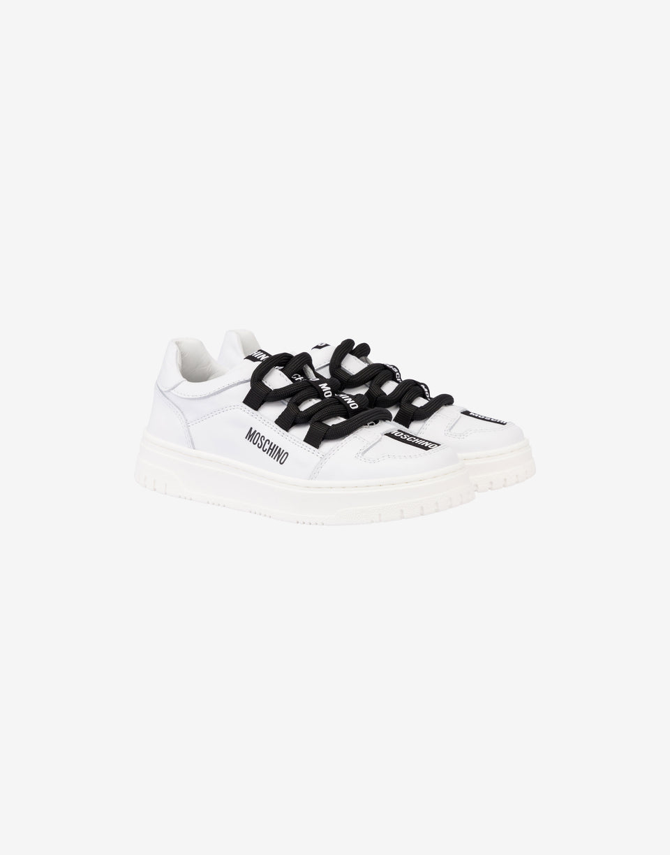 Calfskin sneakers with maxi laces White Moschino 0