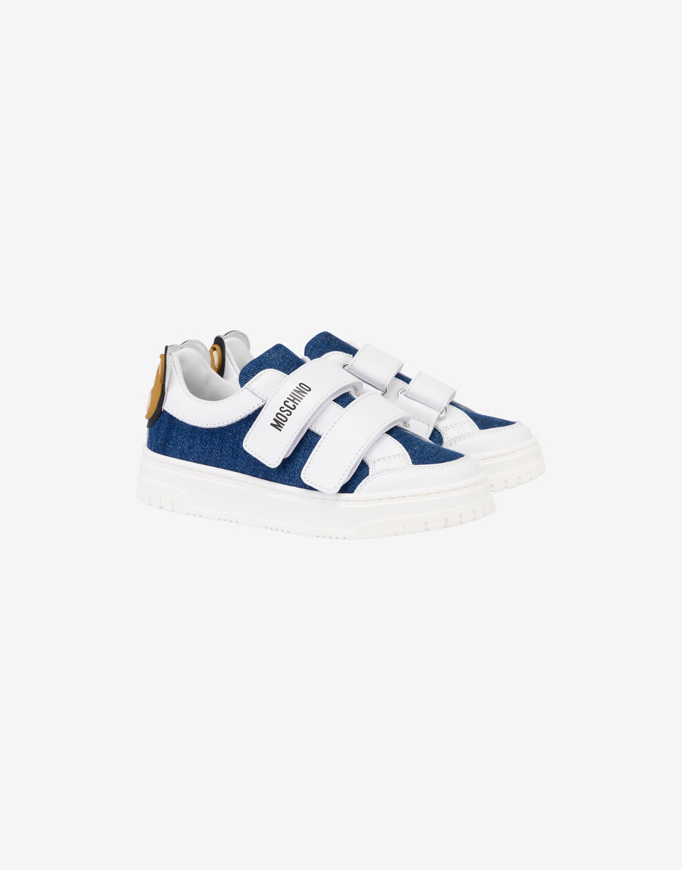 Jeans-Sneaker Teddy Bear Blue Denim Moschino 0