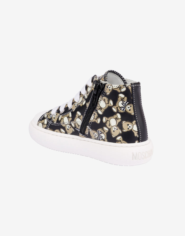 Moschino Teddybär hohe Turnschuhe aus Kalbsleder Schwarz Moschino 3
