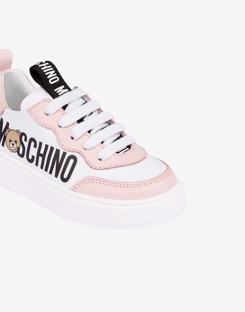Bedruckte Turnschuhe aus Kalbsleder Weiß Moschino 3