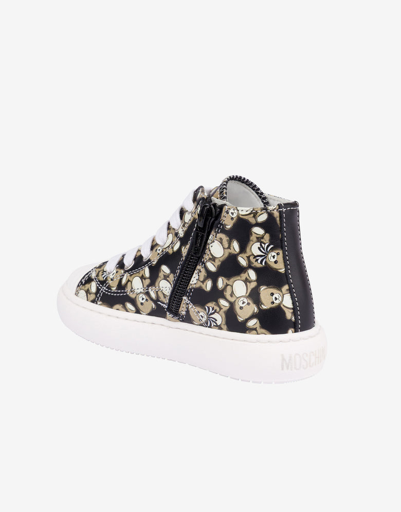 Moschino Teddybär hohe Turnschuhe aus Kalbsleder Schwarz Moschino 3