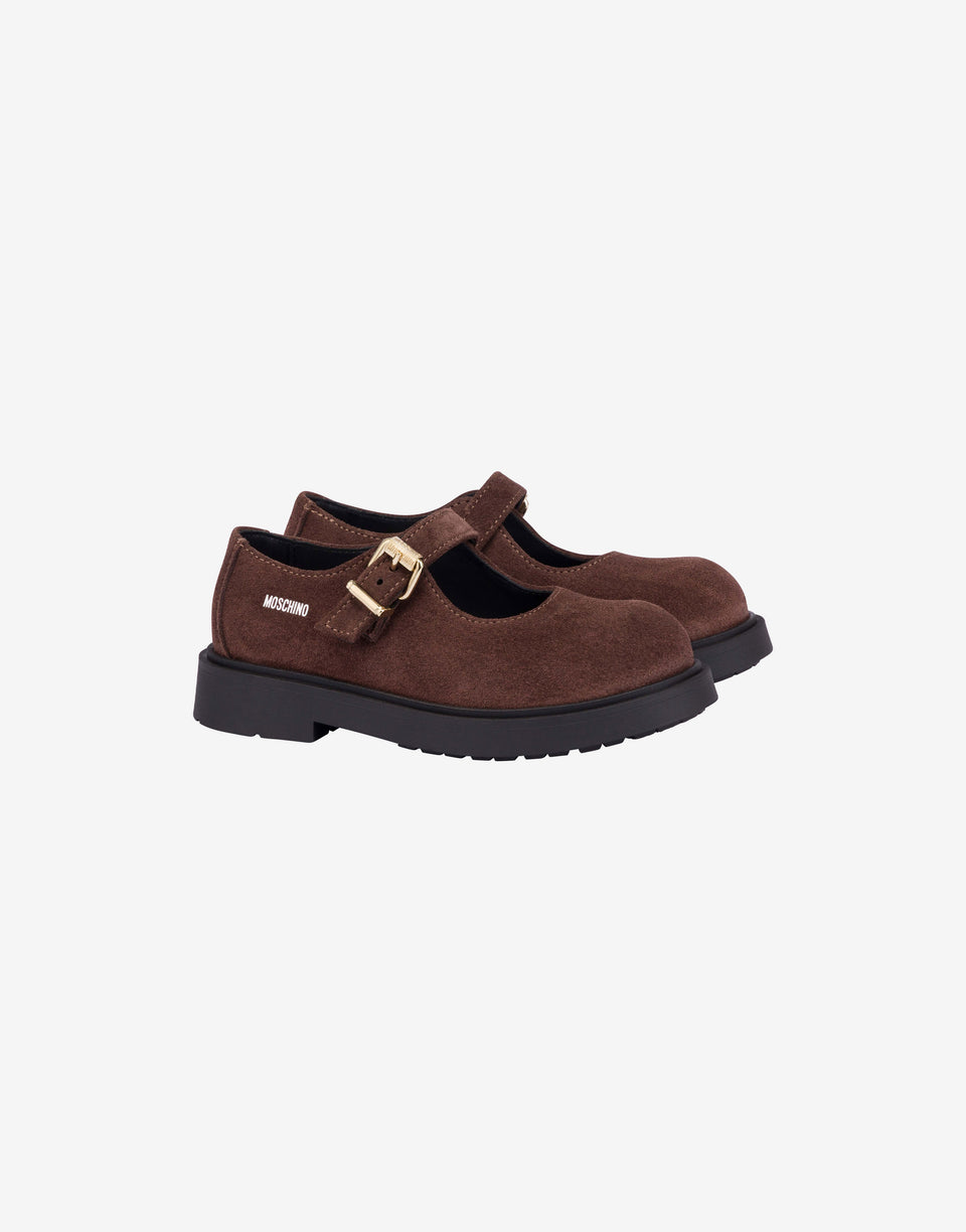 Wildleder Mary Jane Braun Moschino 0