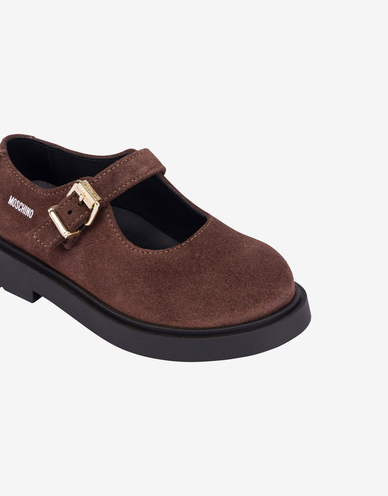 Wildleder Mary Jane Braun Moschino 3