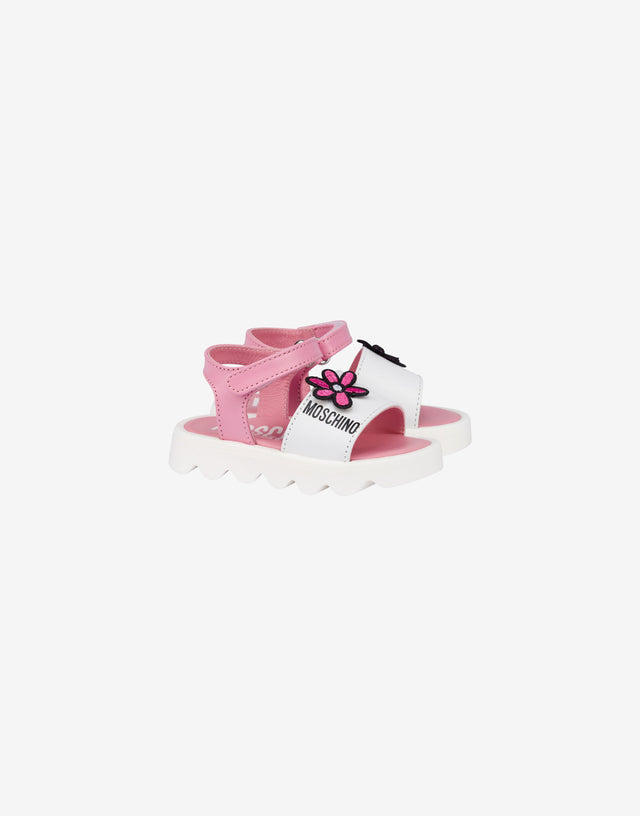 Platform sandals with a flower Pastel pink Moschino 0