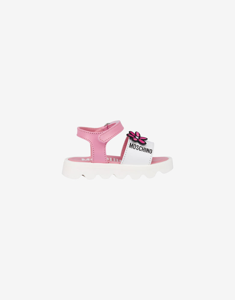 Platform sandals with a flower Pastel pink Moschino 1