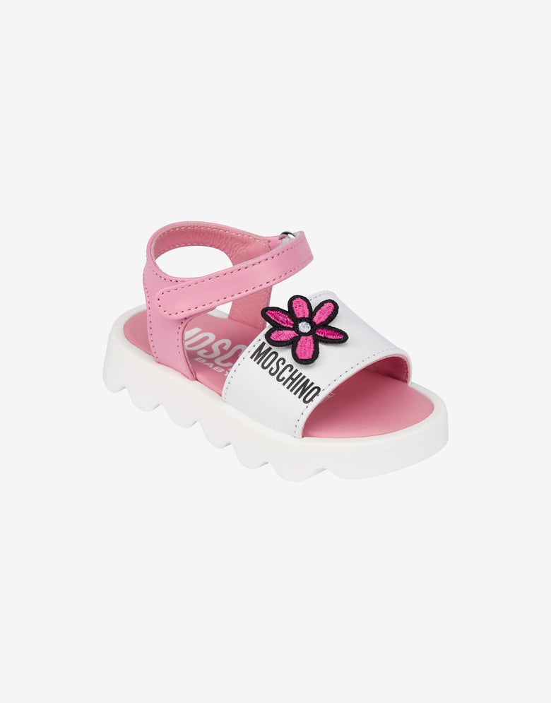 Platform sandals with a flower Pastel pink Moschino 3