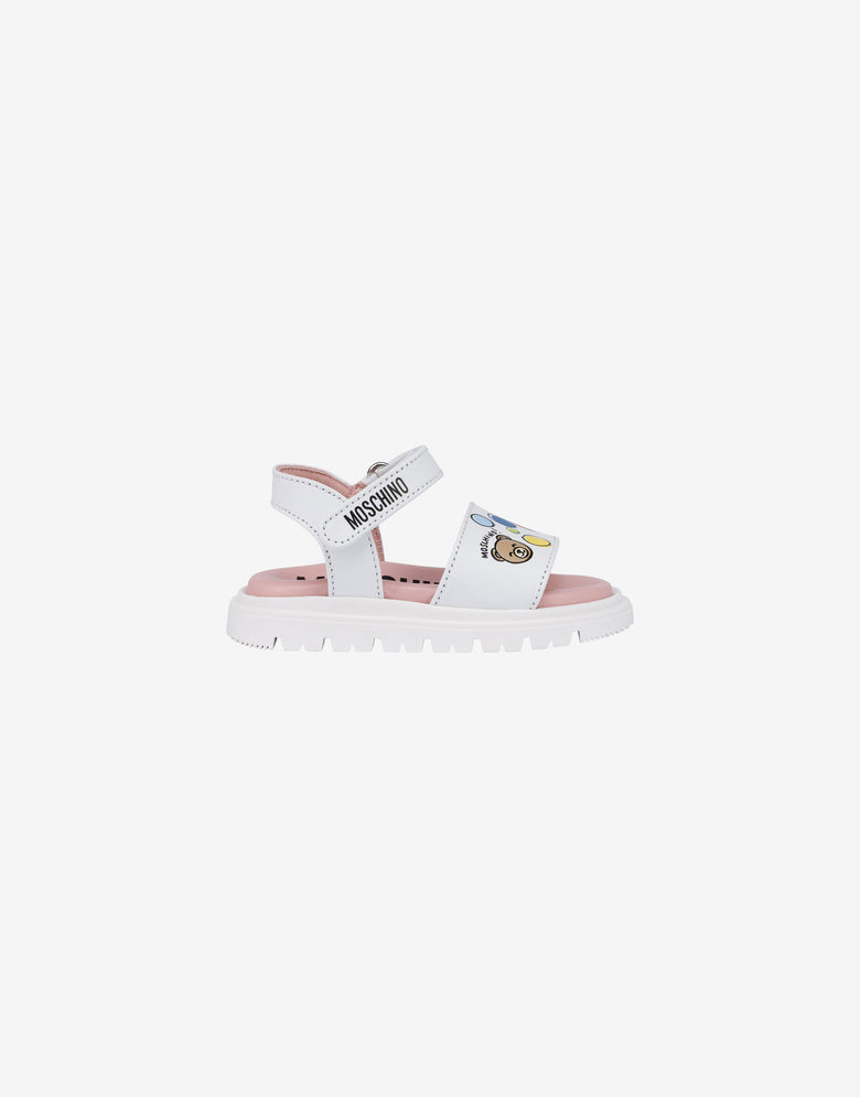 Moschino Teddy Bear Leather Sandals White Moschino 1