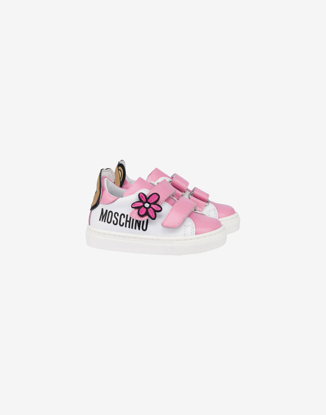 Teddy Patch Nappa Leather Sneakers Pink Moschino 0