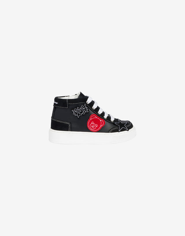 Zapatillas deportivas de piel de becerro y ante Negro Moschino 1