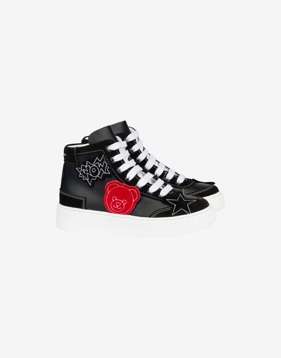 Sneakers in vitello e suede Nero Moschino 0