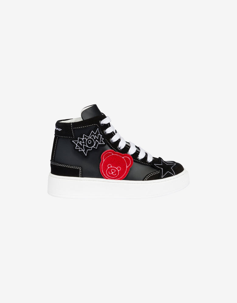 Sneakers in vitello e suede Nero Moschino 1