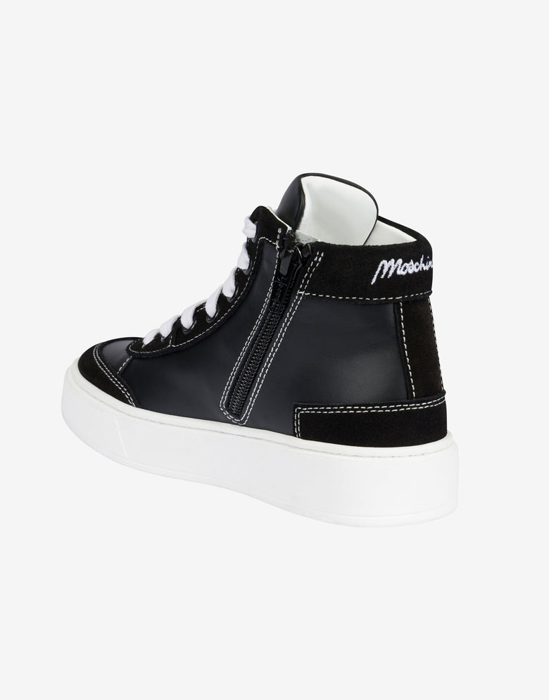 Sneakers in vitello e suede Nero Moschino 3