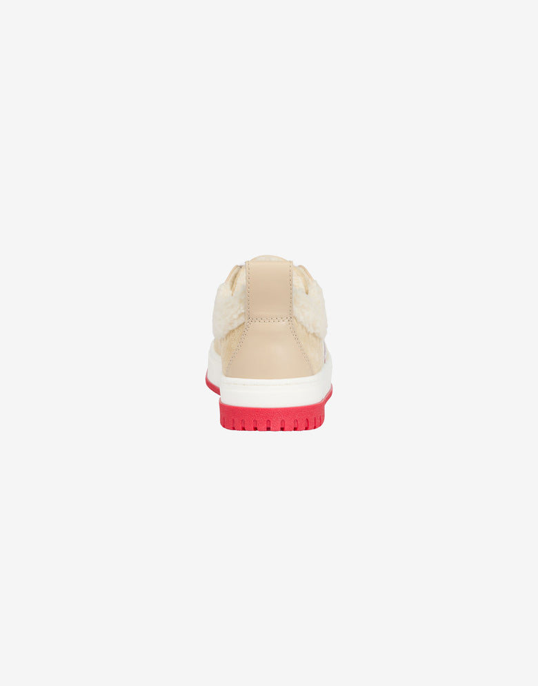 Baskets en cuir et daim Teddy Bear Jaune crème Moschino 2
