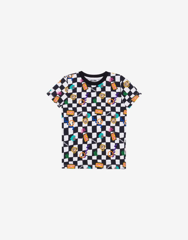 プリント入りコットンジャージーTシャツ ブラック Moschino 0