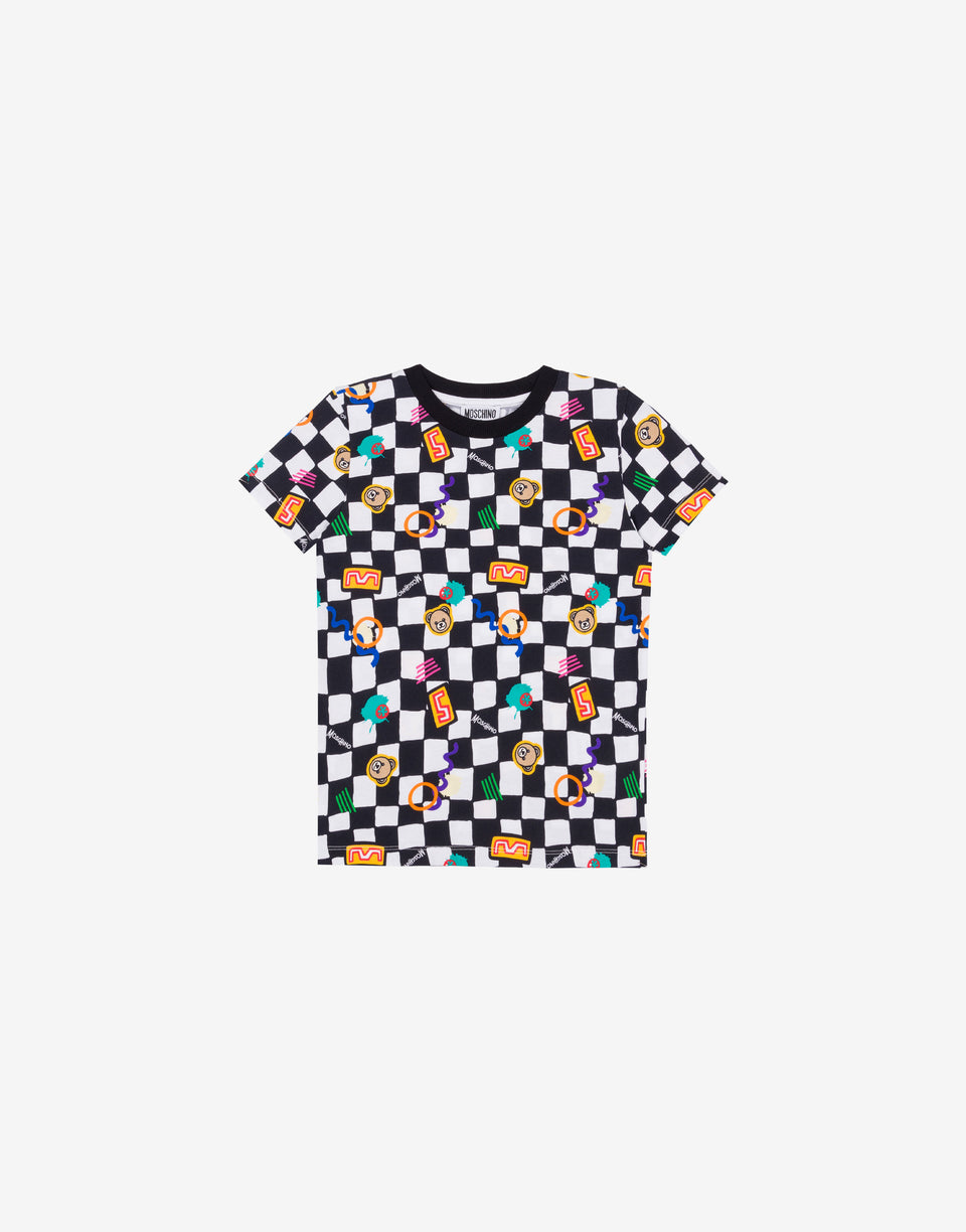 プリント入りコットンジャージーTシャツ ブラック Moschino 0