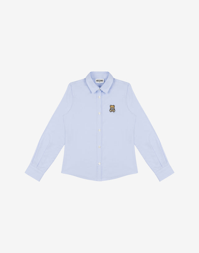 Camicia in cotone oxford Teddy Patch Azzurro Moschino 0