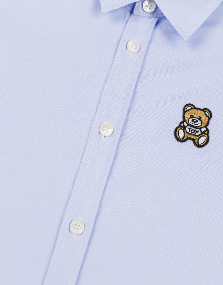 Camisa de algodón oxford Teddy Patch Celeste Moschino 2