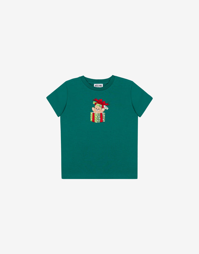 T-shirt in jersey di cotone Moschino Teddy Bear Verde bottiglia Moschino 0