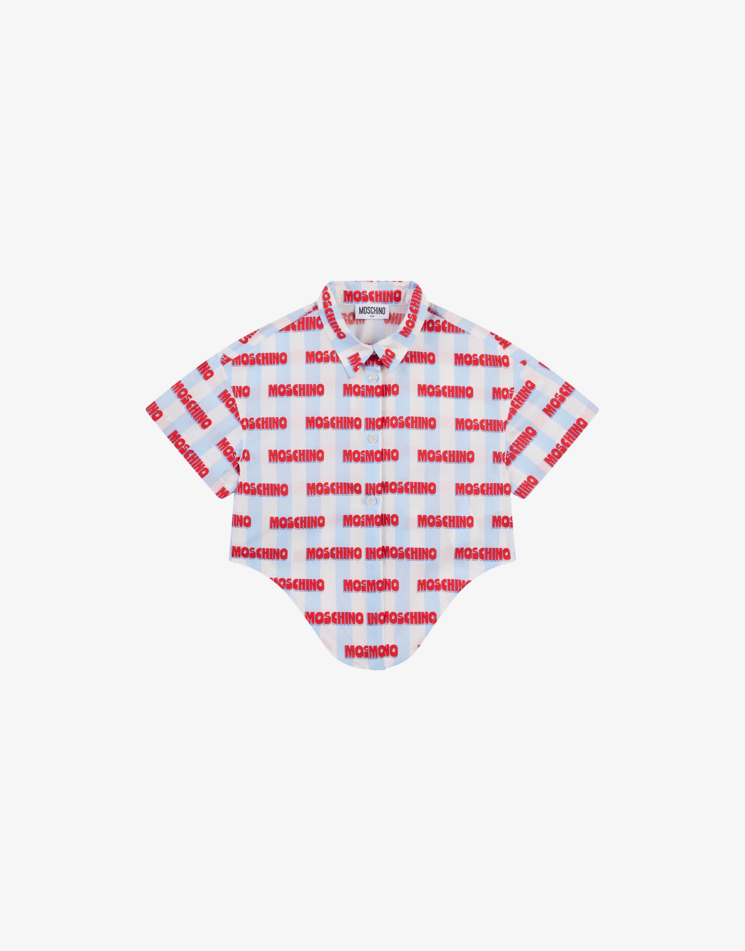 Camisa corta de popelín de algodón a rayas