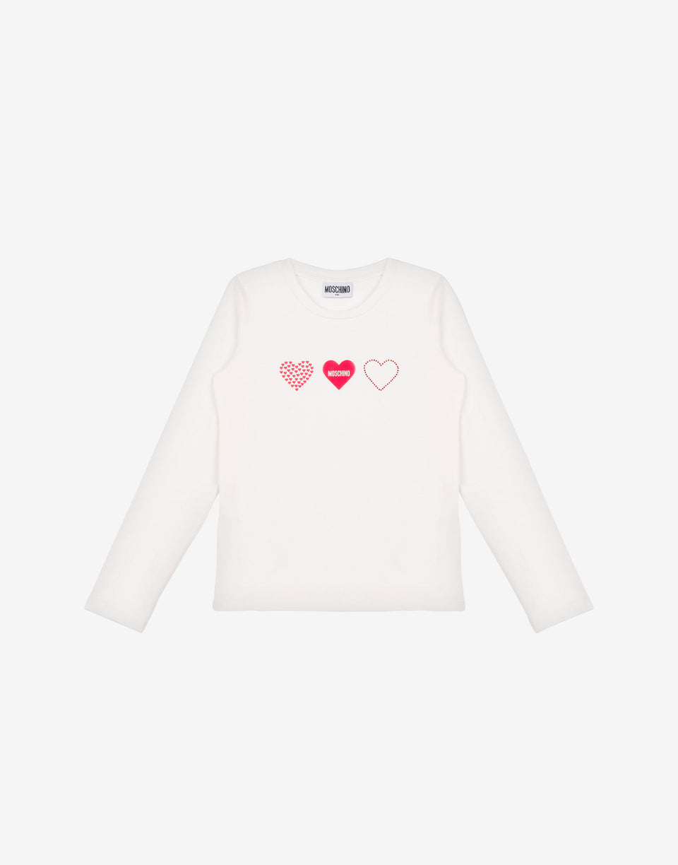T-shirt in jersey di cotone stampata Bianco Moschino 0