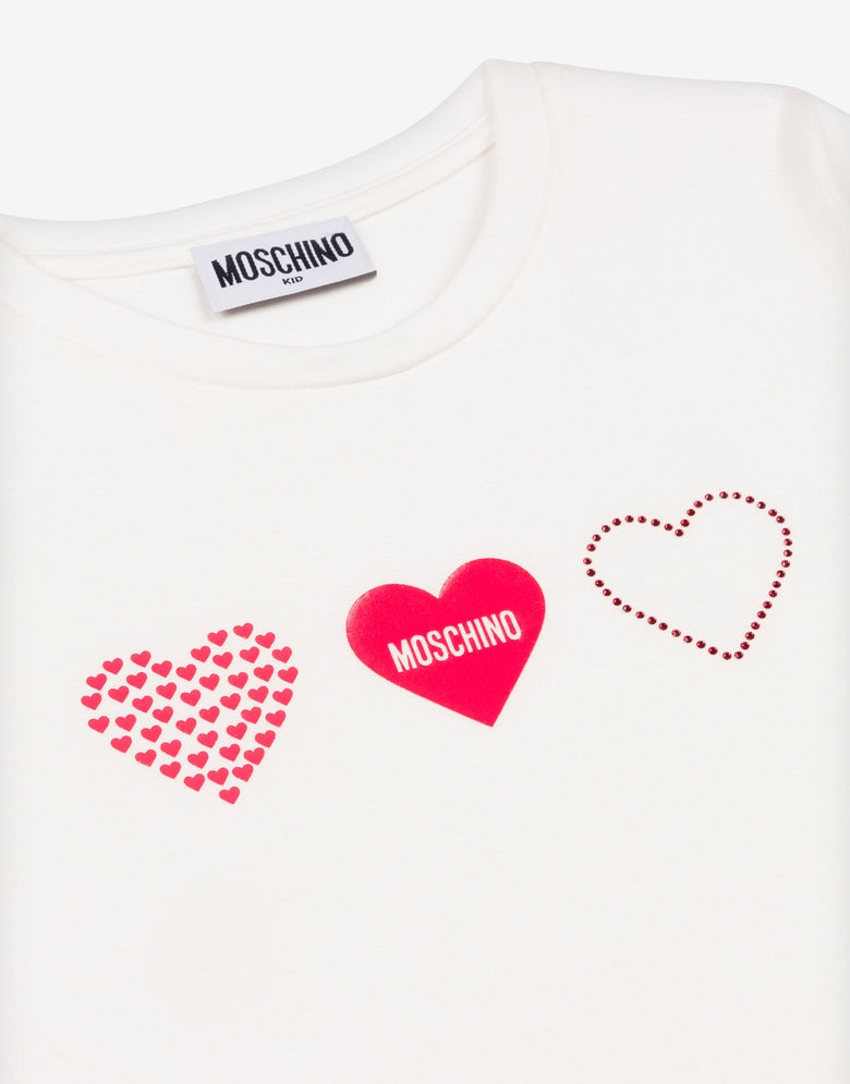 T-shirt in jersey di cotone stampata Bianco Moschino 2