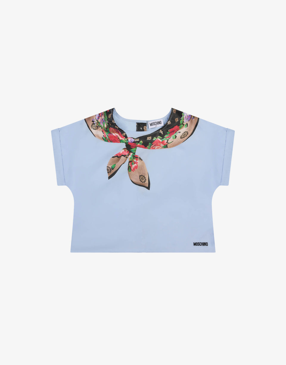 Printed cotton poplin blouse Azure Moschino 0