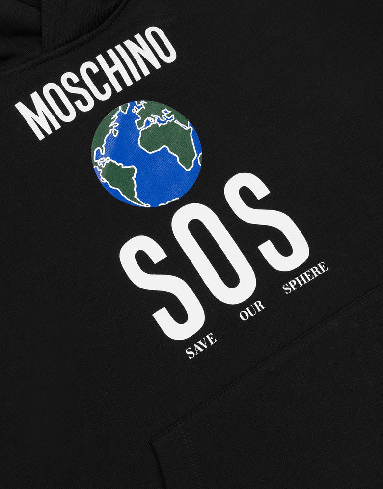 Printed cotton jersey hoodie Black Moschino 2