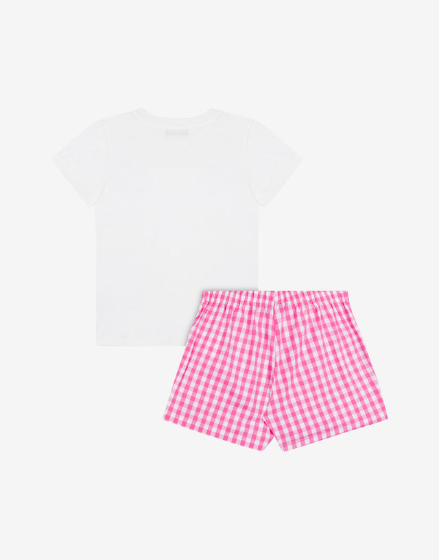 Conjunto de camiseta y pantalón corto Teddy Bear Vichy Rojo brillante Moschino 1