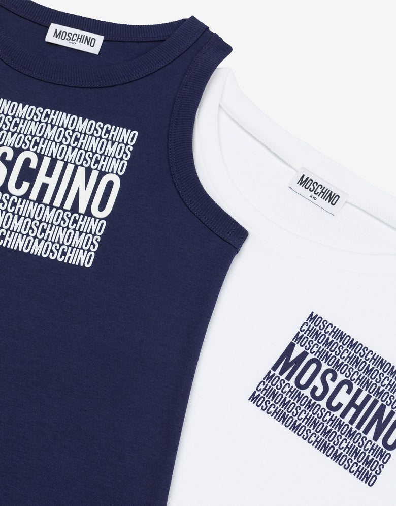 Cotton interlock T-shirt and dress set Logo Print Blue Navy Moschino 2