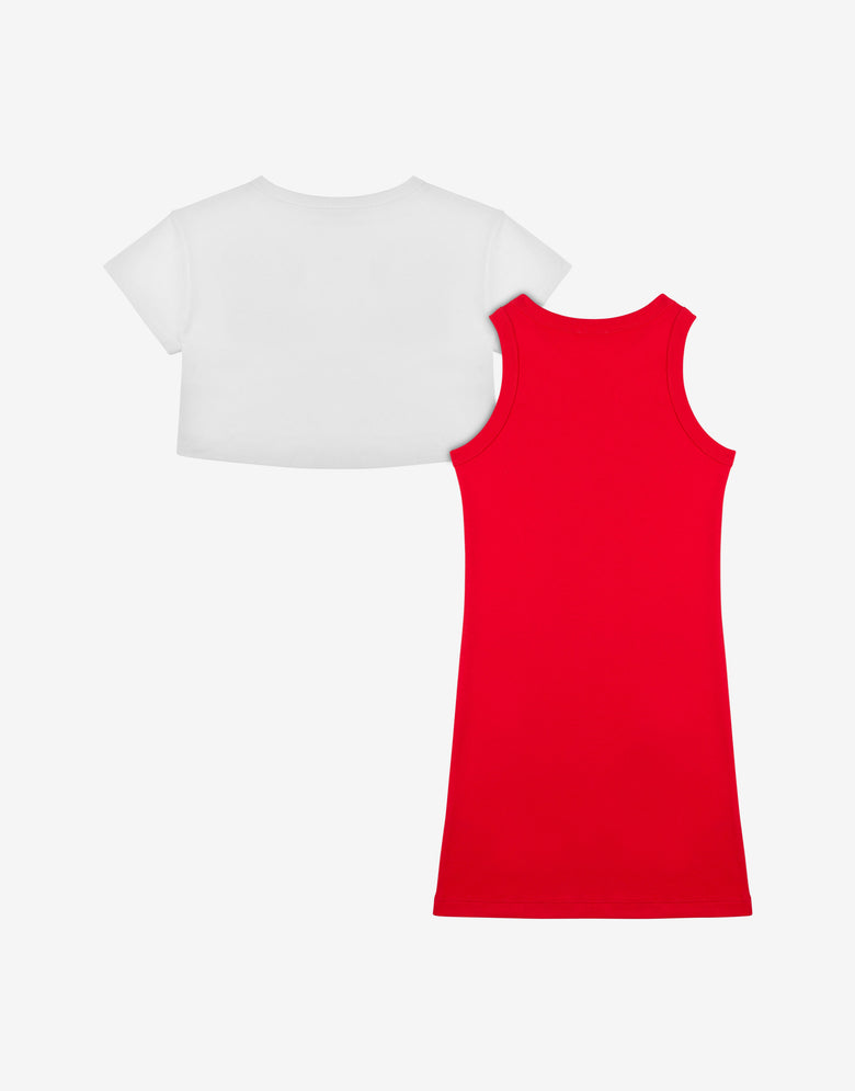 Cotton interlock T-shirt and dress set Logo Print White Moschino 1