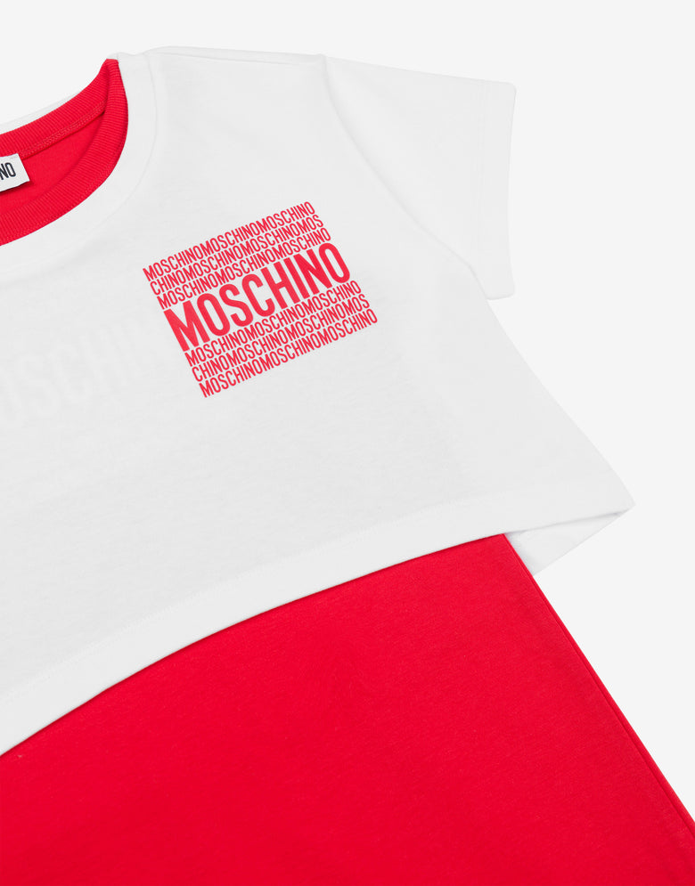 Cotton interlock T-shirt and dress set Logo Print White Moschino 2