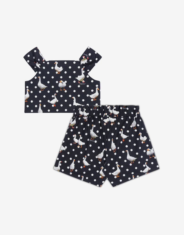 Poplin top and shorts set Goose Black Moschino 1