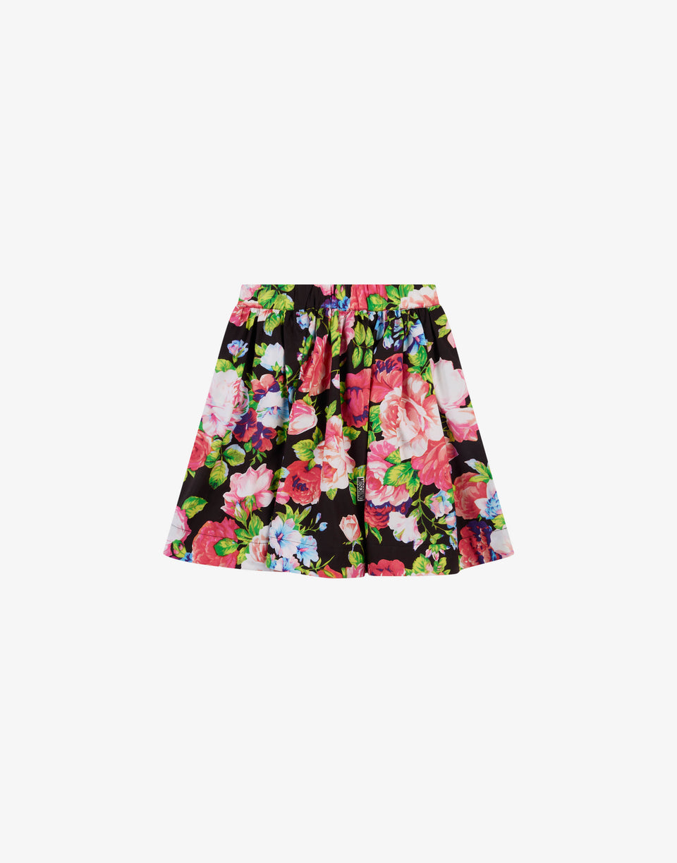 Printed cotton poplin skirt Black Moschino 0
