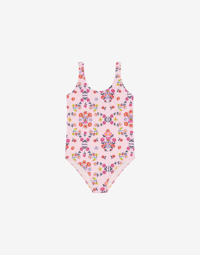 Traje de baño de una pieza en Lycra Allover Flowers Rosa pastel Moschino 0