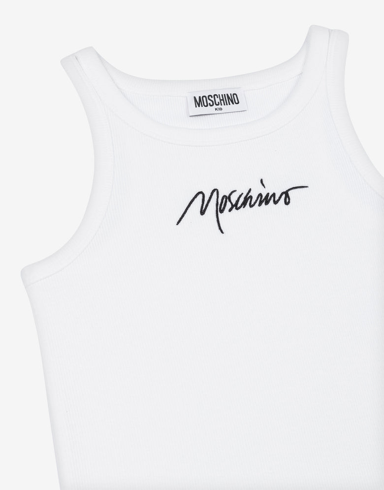 Camiseta de tirantes de canalé con logotipo Blanco Moschino 2